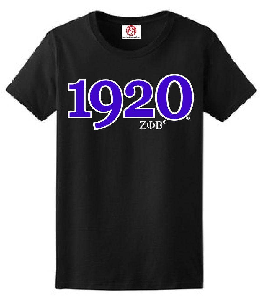 1920 Founding Year Printed T-Shirt - Zeta Phi Beta