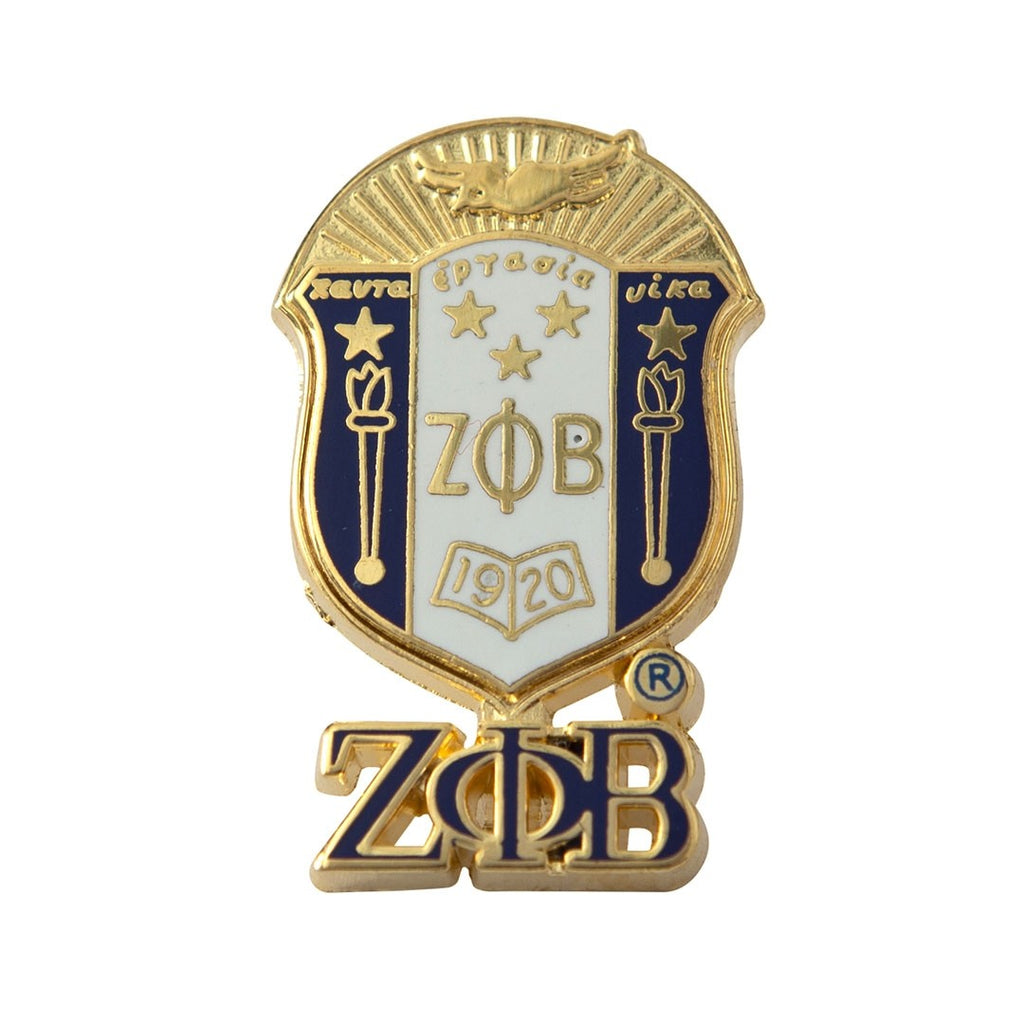 Zeta Phi Beta Shield with Letters Lapel pin